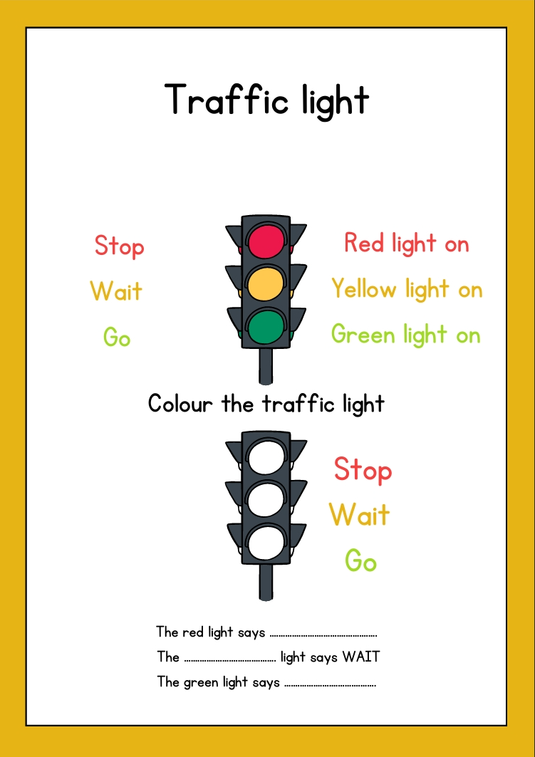 Yellow Traffic Light Reflection Worksheet